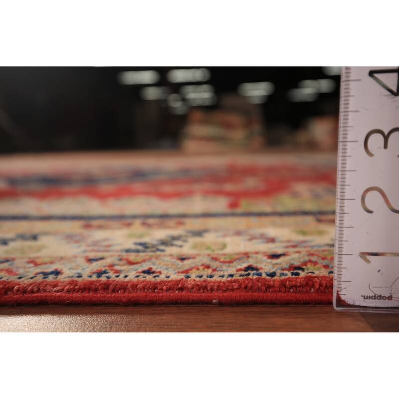 Vegetable Dye Geometric Heriz Oriental Rug Hand-Knotted Wool Carpet - 4'10" x 6'2"