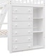 preview thumbnail 11 of 12, Twin Over Full Wood Bunk Bed With Drawers And Shelves, White