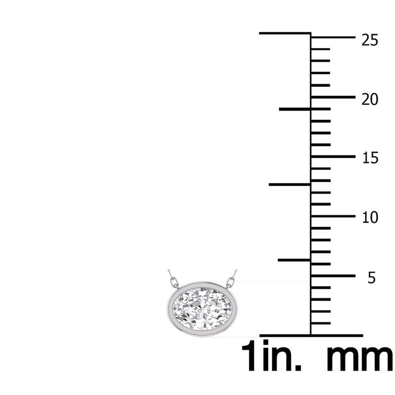 Marquee Lab Grown 1/2 Carat Oval Bezel Set Diamond Solitaire Pendant in 14K White Gold