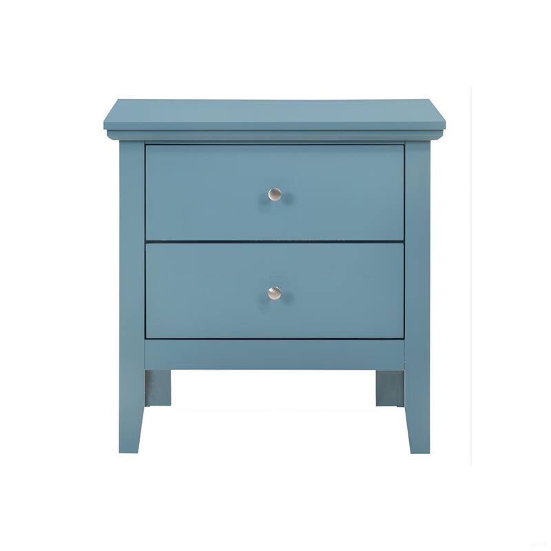 Vivid Teal Nightstand with Two Drawers