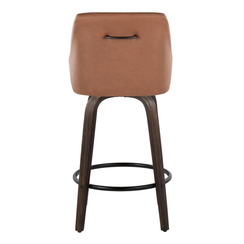 The Gray Barn Hadley 26" Fixed-Height Upholstered Counter Stool with Bent Wood Legs & Round Footrest (Set of 2)
