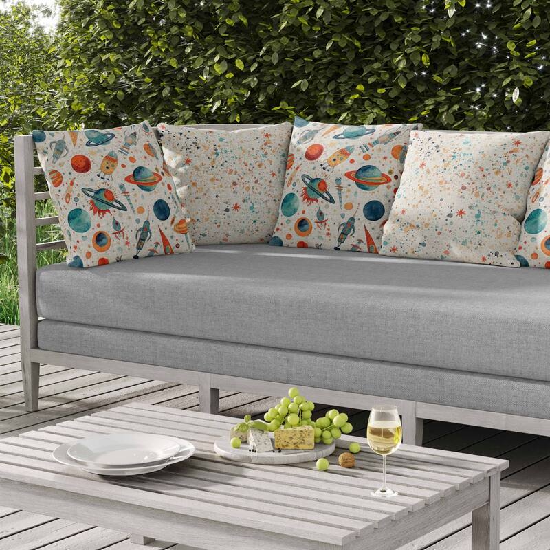Infinite Horizons Indoor/Outdoor Reversible Throw Pillow White and Blue