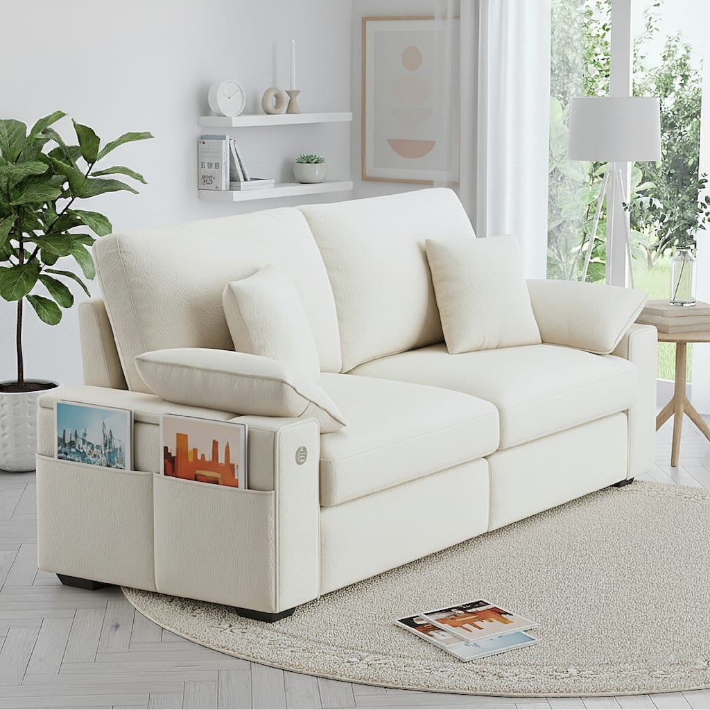 Modern Loveseat Sofa with USB Charging & Removable Covers