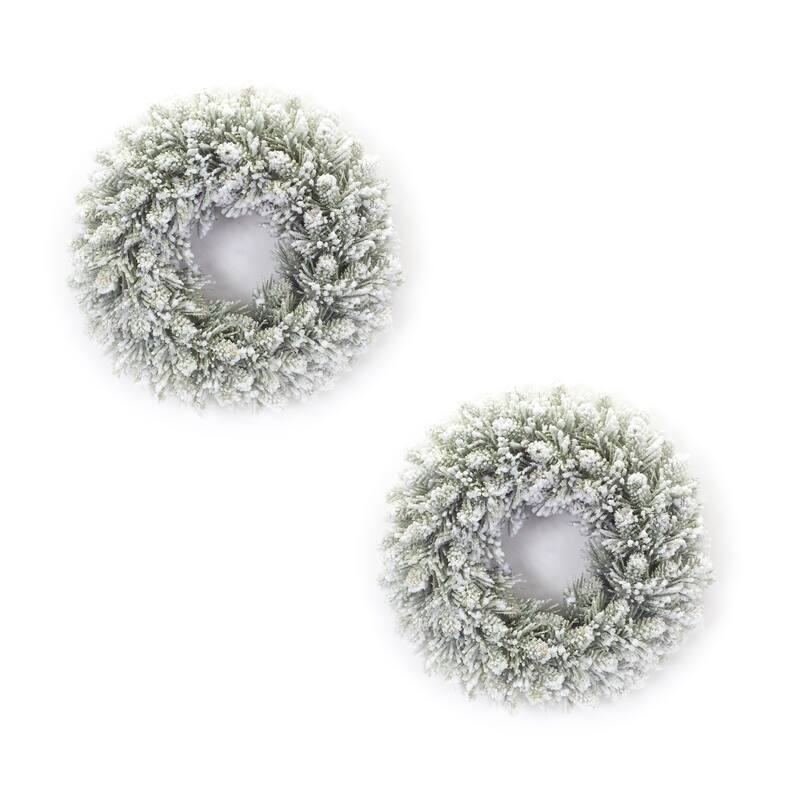 Flocked Candle Ring (Set of 2) - Multi - 11 x 3 x 11