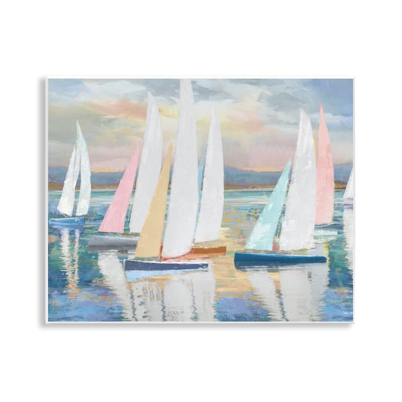 Stupell Abstract & Pastel Sailboat Fleet Wall Plaque Art Design By Amber Sterling - 14 x 11
