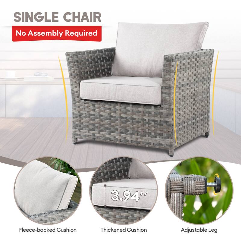 XIZZI 6-piece Patio Wicker Furniture Set with Coffee Table
