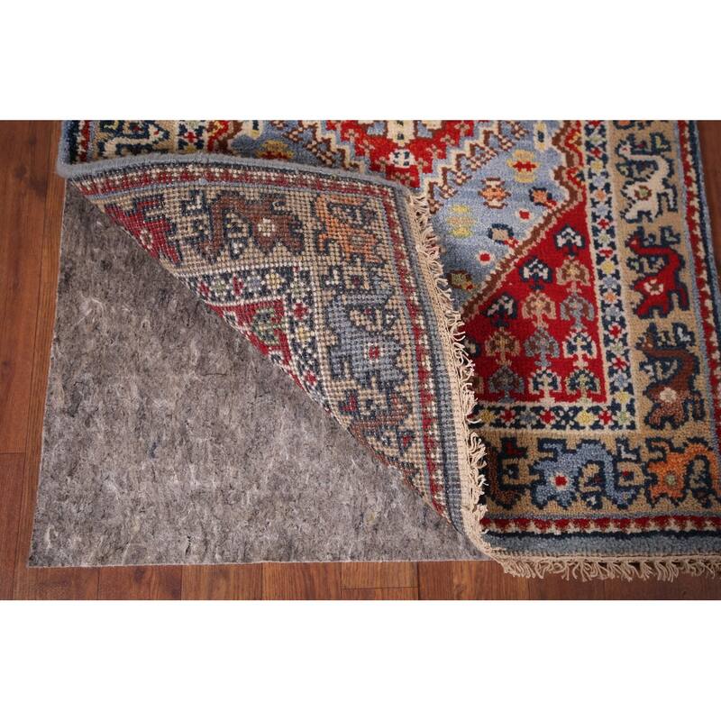 Light Blue Kazak Oriental Runner Rug Handmade Wool Carpet - 2'7"x 8'0"