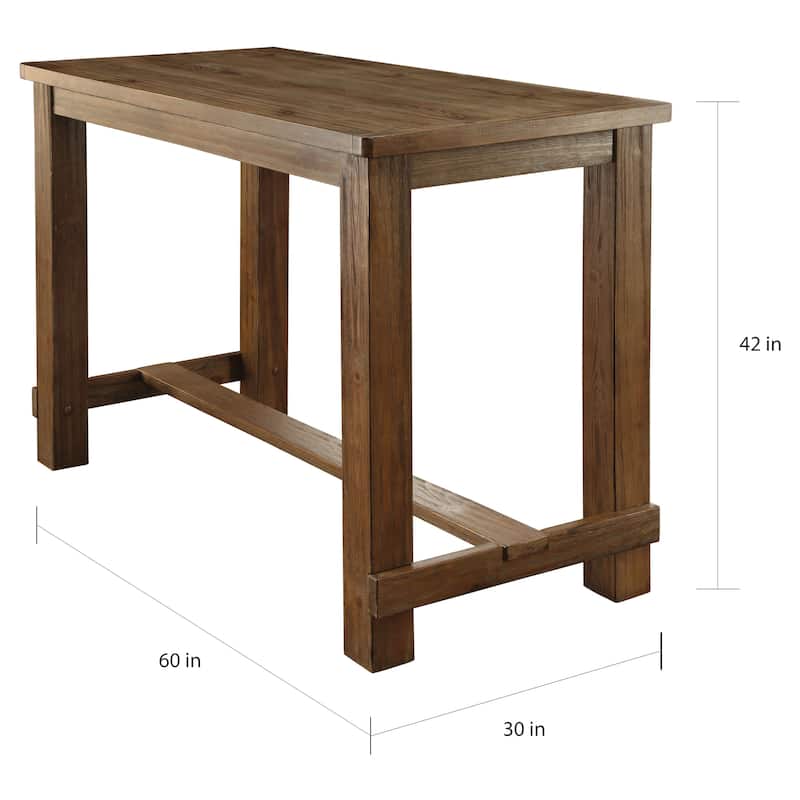 Tays Rustic Oak 60-inch Wide Solid Wood Bar Table by Furniture of America
