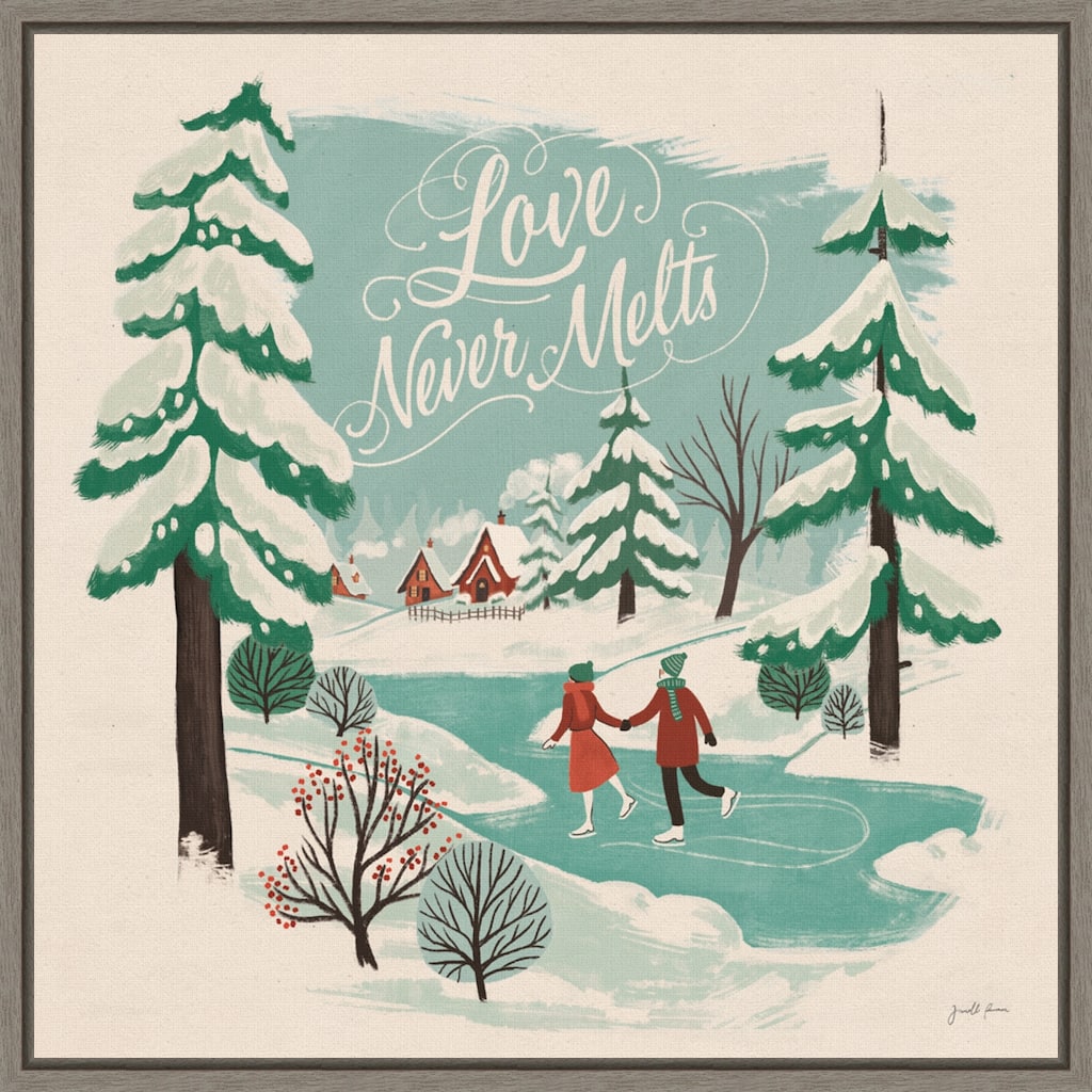 Winter Bliss V (Ice Skating) by Janelle Penner Framed Canvas Art