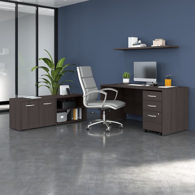 Studio C 60W Desk with Return and Cabinet by Bush Business Furniture - Storm Gray