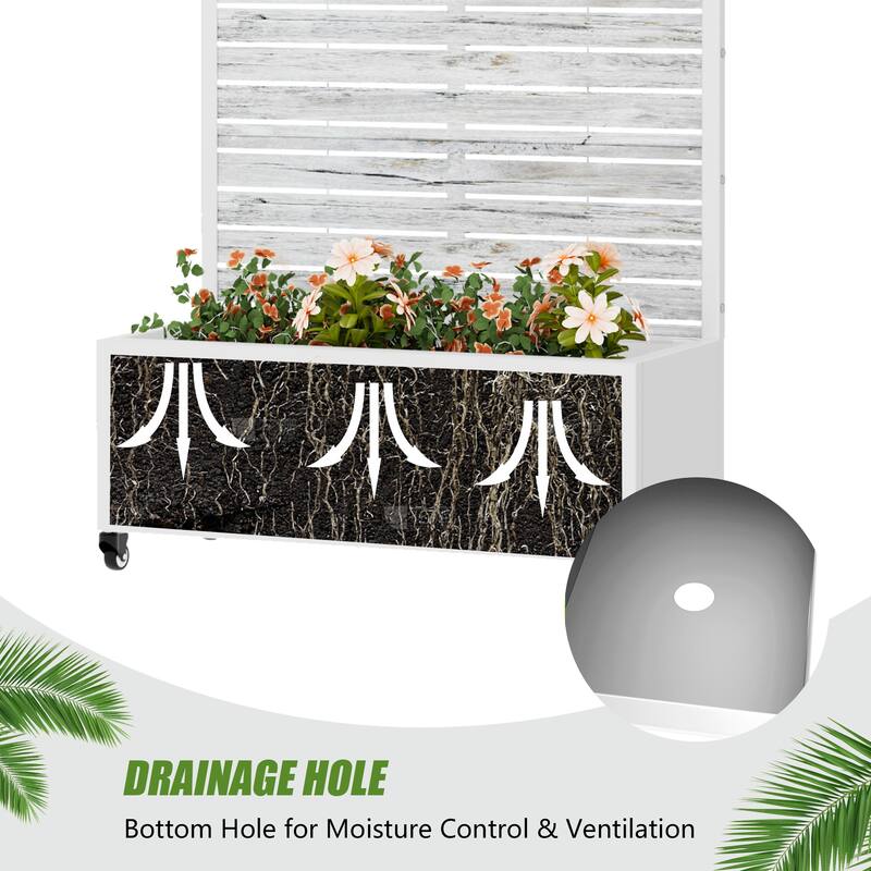 Metal Planter Box with Trellis Privacy Screen Planter Box with Lockable Wheels
