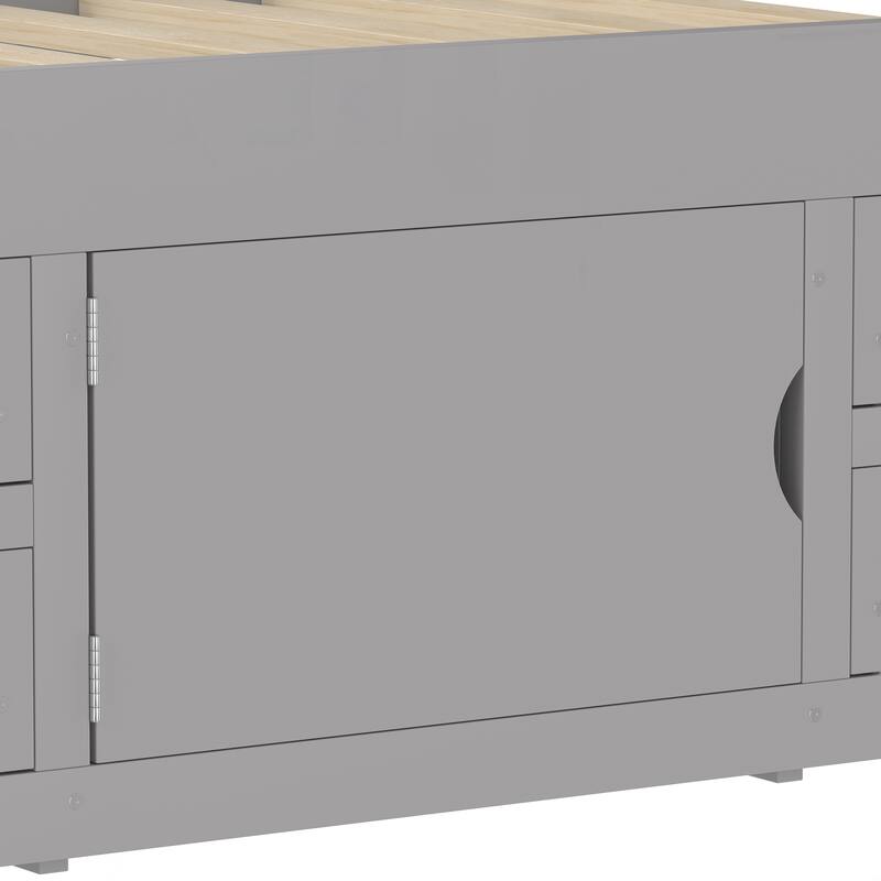 Twin Size Captain Platform Bed Frame with Storage Bookcases and Shelves