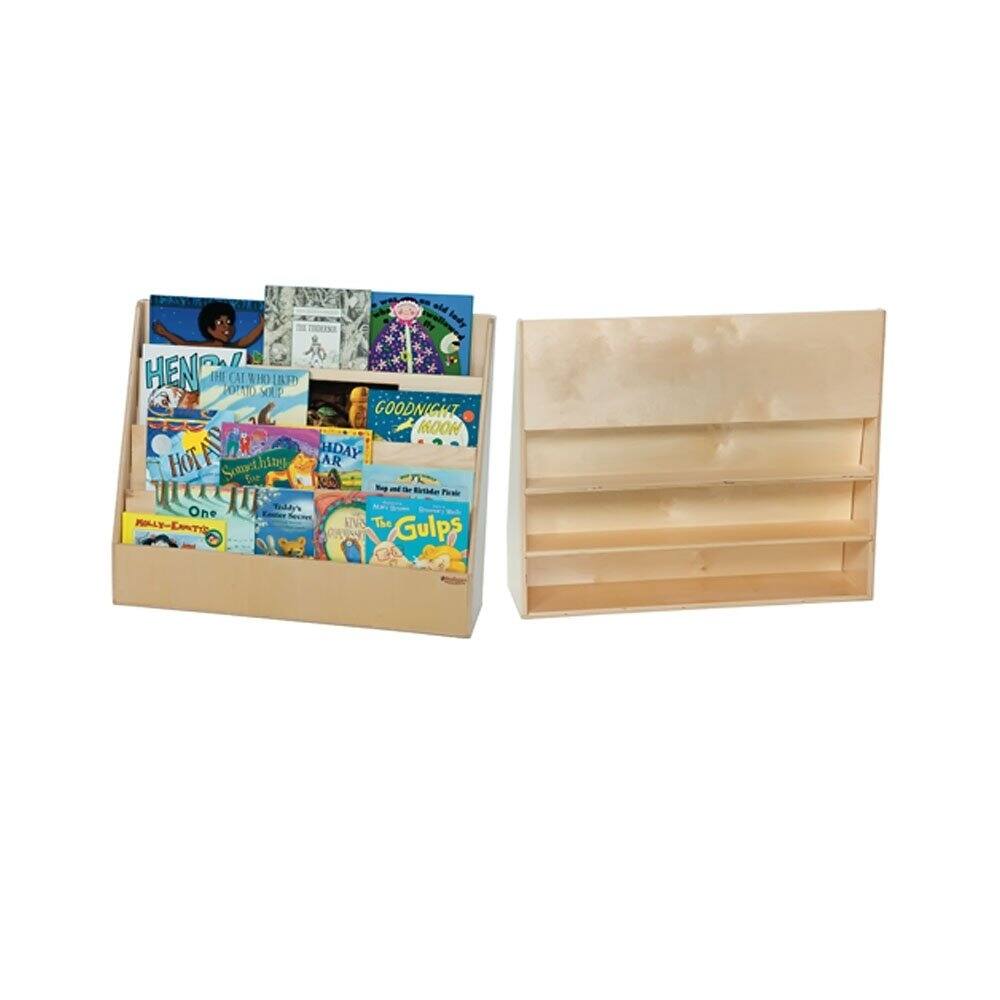Wood Designs 4 Sloping Shelves Book Display Storage Unit, Durable Birch Wood Toddler Bookcase - 29"