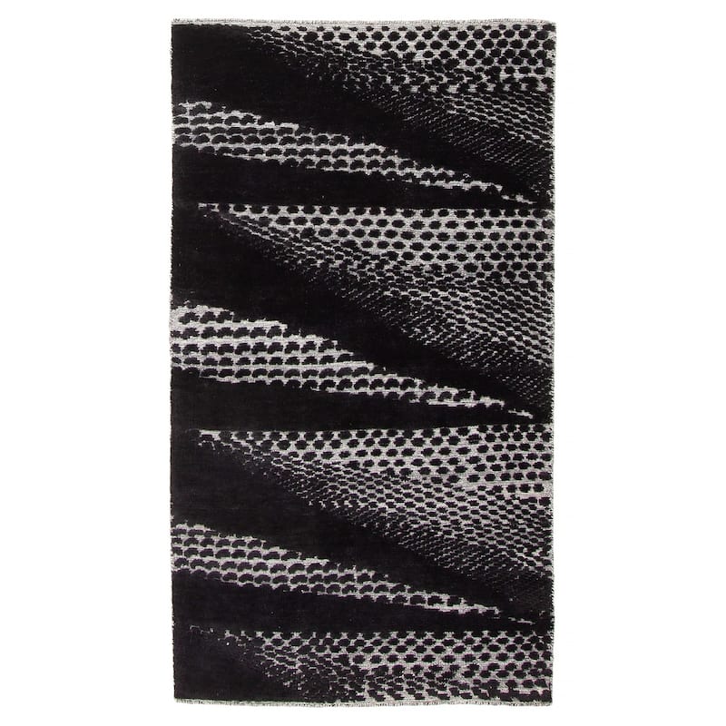 ECARPETGALLERY Hand-knotted Tangier Black Wool Rug - 2'11 x 5'2 - Black - 2'11 x 5'2