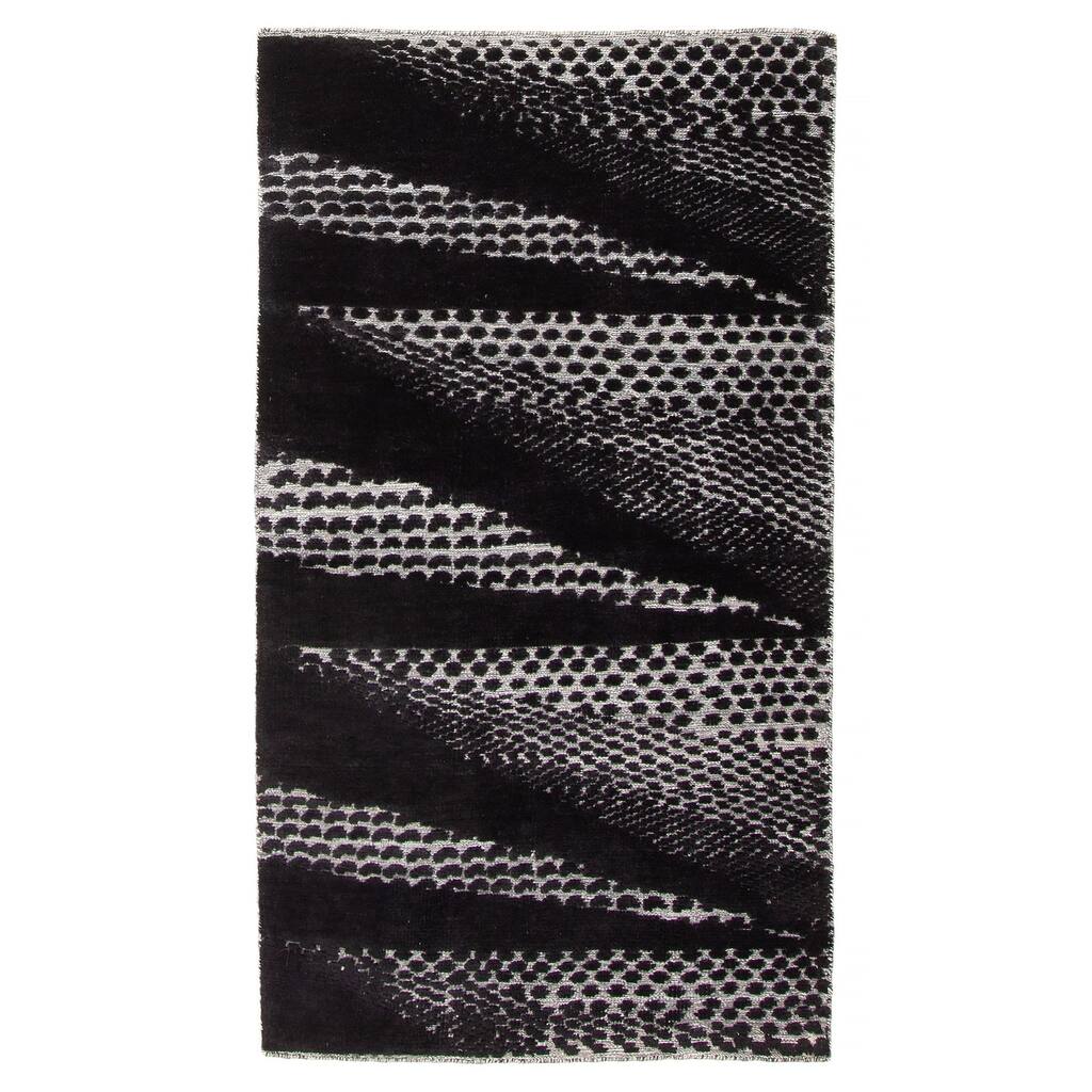 ECARPETGALLERY Hand-knotted Tangier Black Wool Rug - 2'11 x 5'2