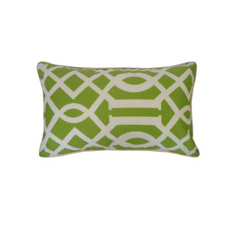 Jiti Outdoor Waterproof Sunbrella Traditional Geometric Patterned Rectangle Lumbar Pillows Cushions for Outdoor Pool Patio Chair - Lime/White