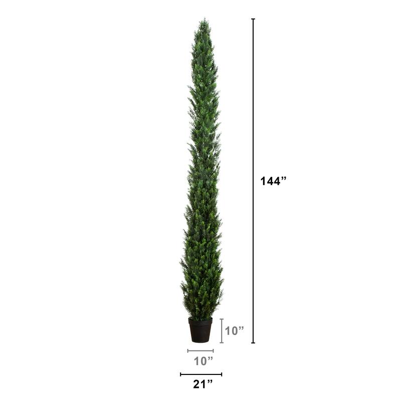 12-ft UV Resistant Artificial Cedar Pine Tree (Indoor/Outdoor) - Green