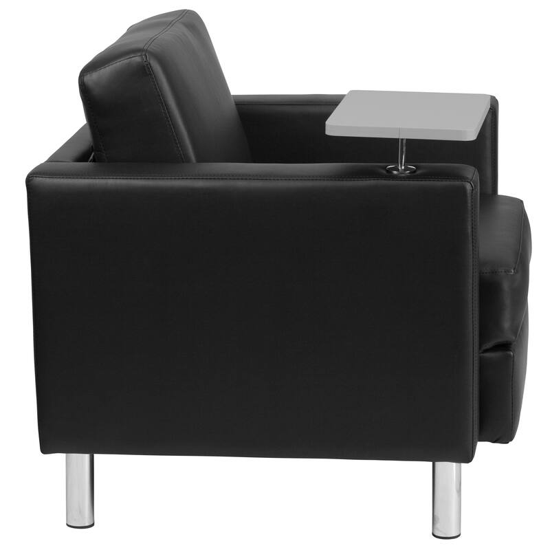 Guest Chair with Tablet Arm, Tall Chrome Legs and Cup Holder