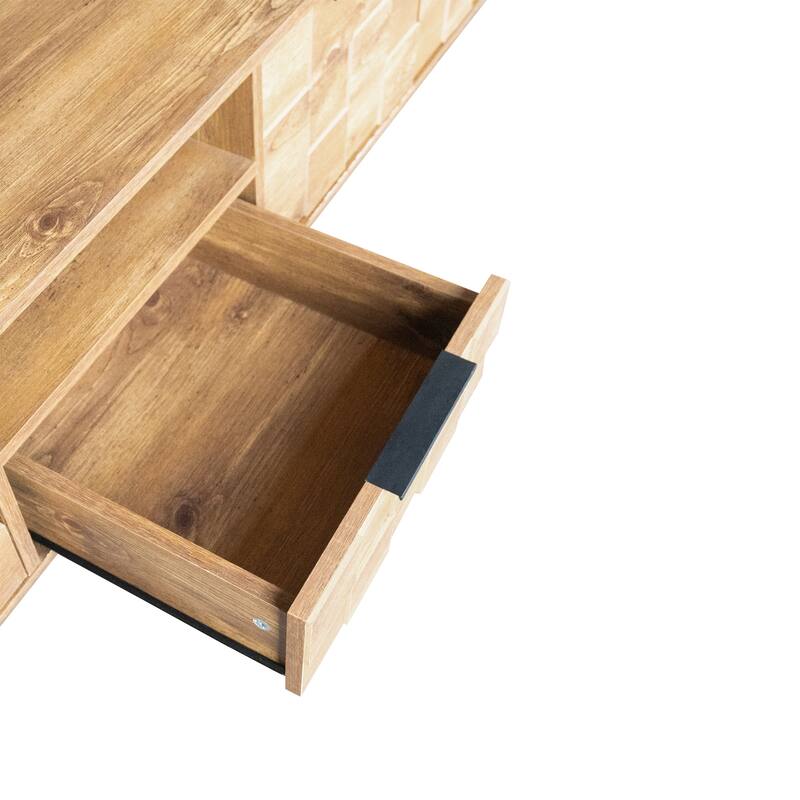 Wood TV Stand with Cabinets and Open Storage, Media Console Table, Entertainment Center with 2 Drawers