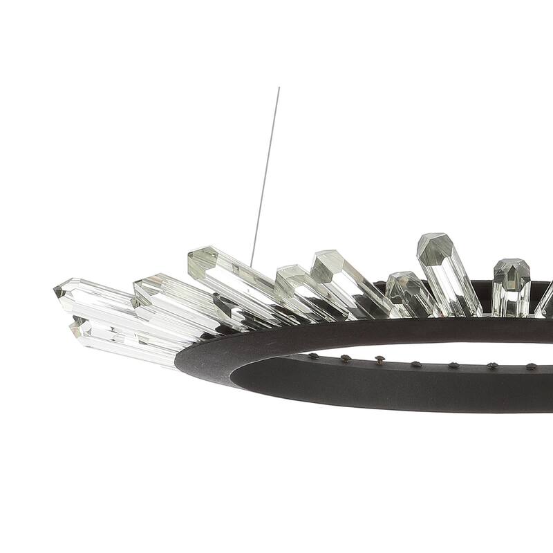 Sebastian 24" Adjustable Integrated LED Modern Crystal Pendant, Black/Clear by JONATHAN Y