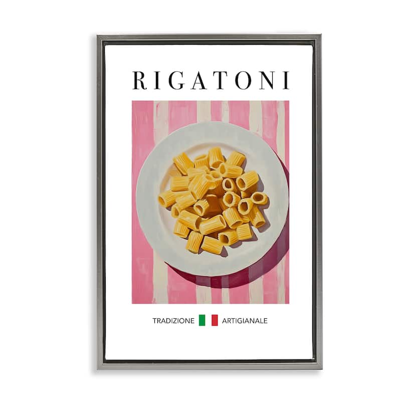 Stupell Traditional Rigatoni Pasta Framed Floater Canvas Wall Art Design By Andreas Magnusson - 21 x 31 - Grey