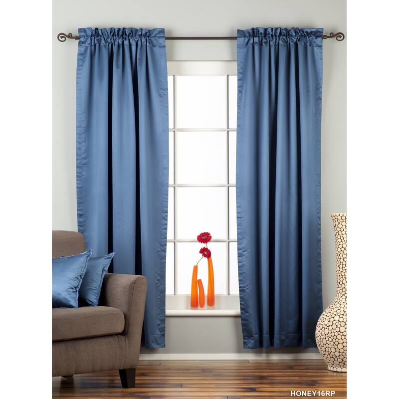 Blue Rod Pocket blackout Curtain / Drape / Panel - Piece - 60" W X 120" L (Unlined) - 120 Inches