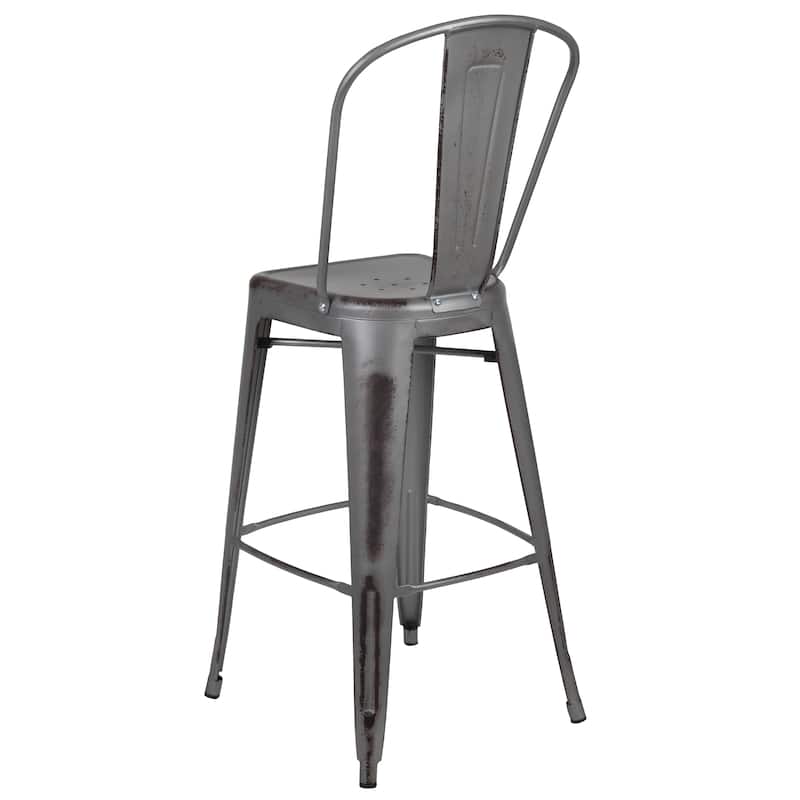 30-inch Distressed Metal Indoor/Outdoor Barstools (Set of 4) - 19"D x 18"W x 46"H