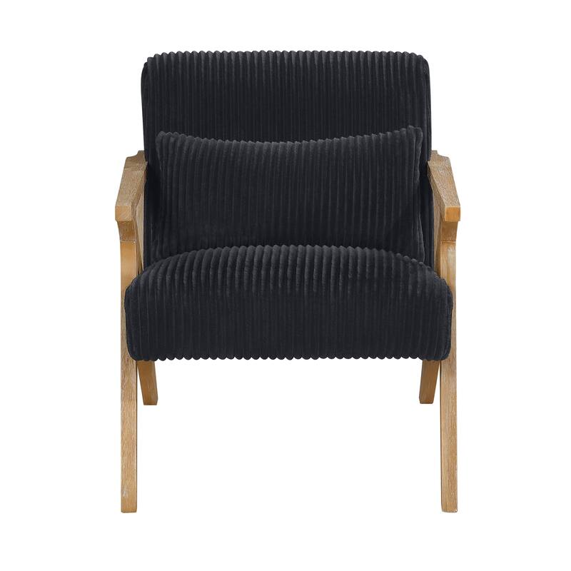 Bennett 27" Corduroy Accent Chair with Wood Frame & Matching Pillow