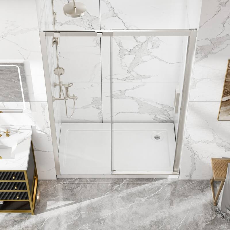 Modland 44-48" x 74'' Adjustable Sliding Shower Door, 5/16" SGCC Tempered Glass, Framed Enclosure with 304 Stainless Handle