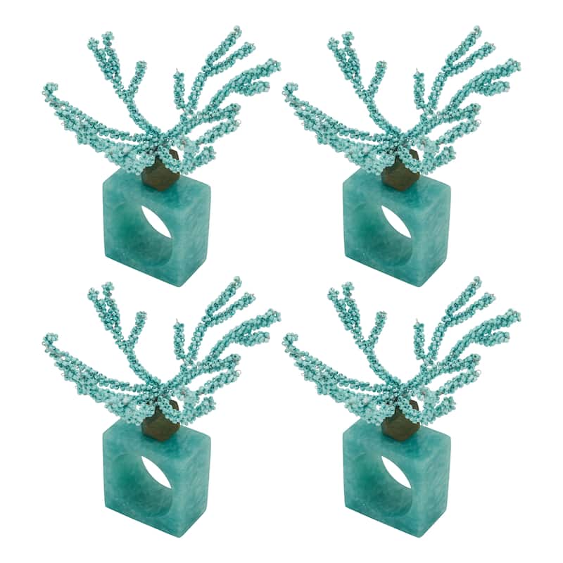 Coral Breeze Beaded Resin Napkin Ring (Set of 4)