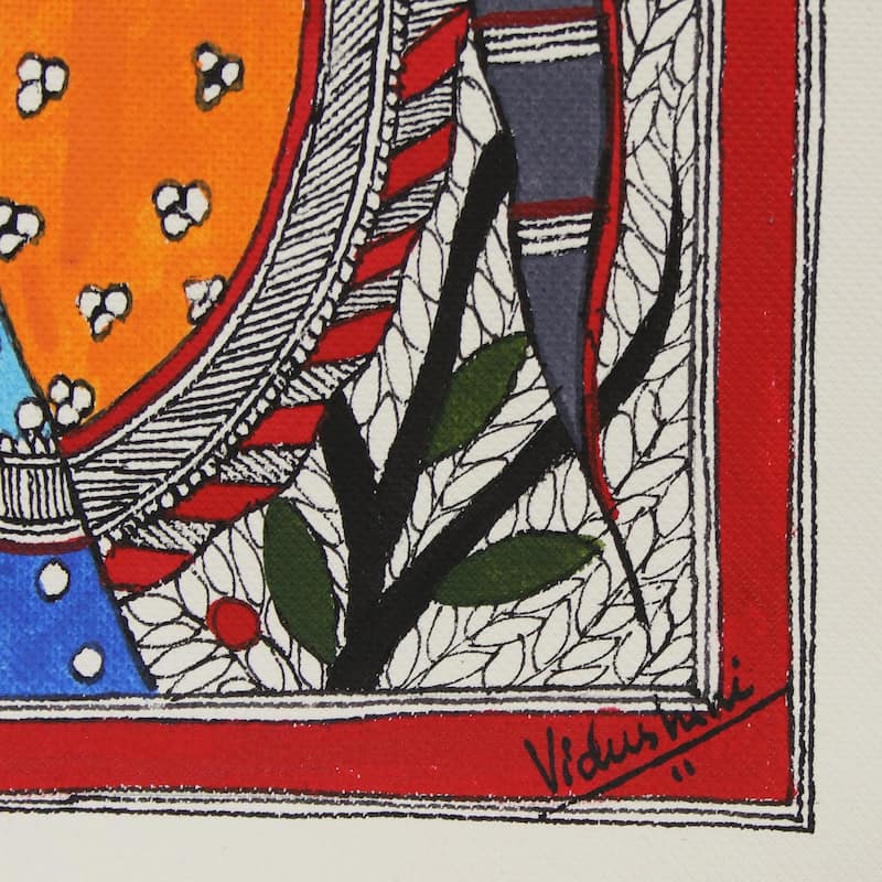 Novica Handmade Ardhnareshwar - The Divine Union Madhubani Painting