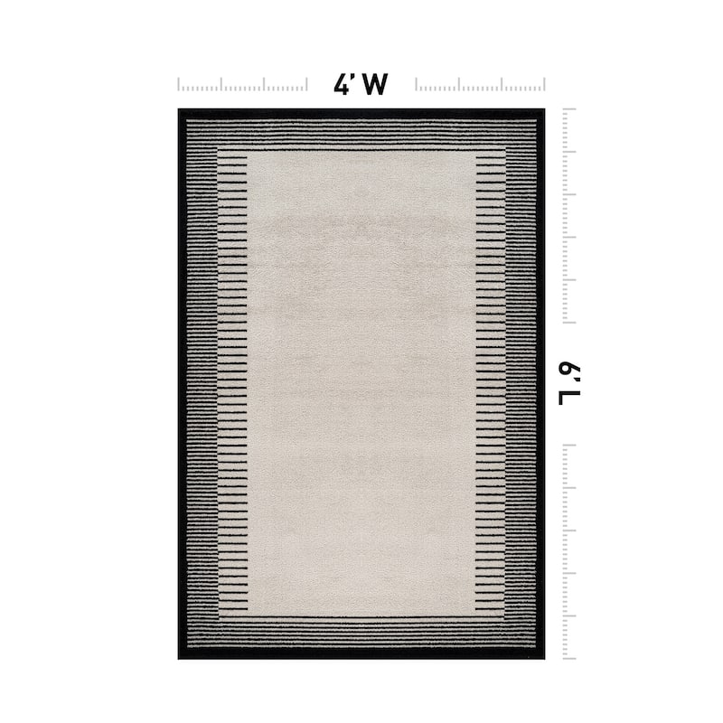 World Rug Gallery Modern Abstract Bordered Area Rug for Living Room, Bedroom, or Entryway - Low Pile Indoor Rug