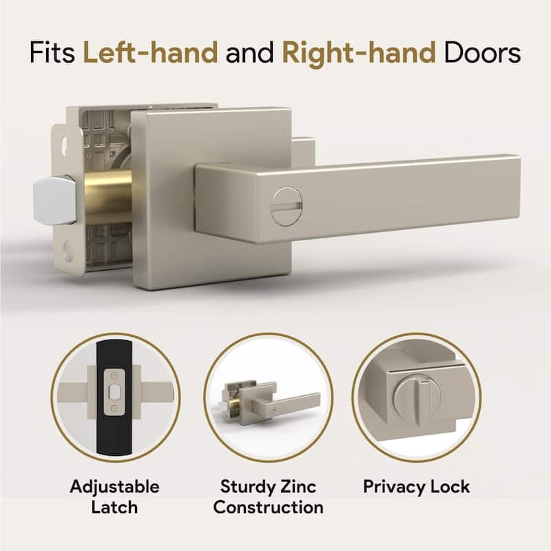 Mega Handles ROBELL Privacy Lever Door Handle, Modern Square Design, keyless door lock, Bathroom Interior Lock, Easy Install