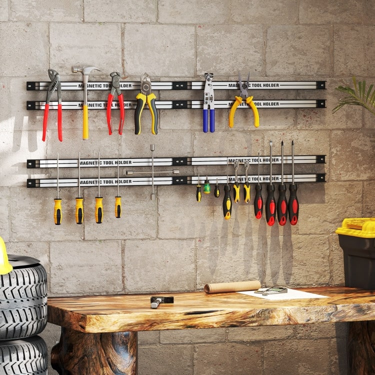 Carbon Steel Magnetic Tool Holder Set with 6 Strips - 18” x 1” x 0.5”