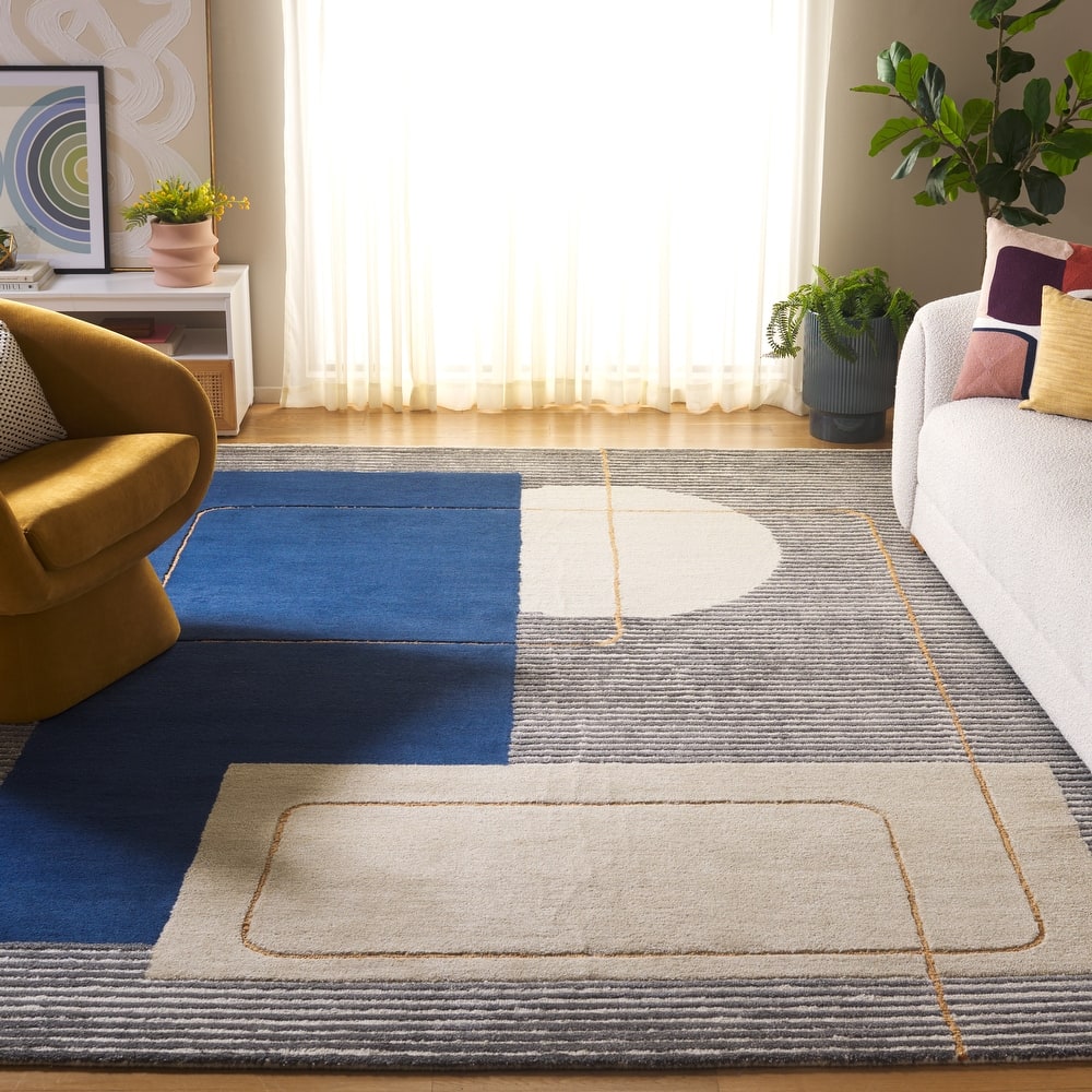 SAFAVIEH Handmade Ebony Kimi Contemporary Wool Rug