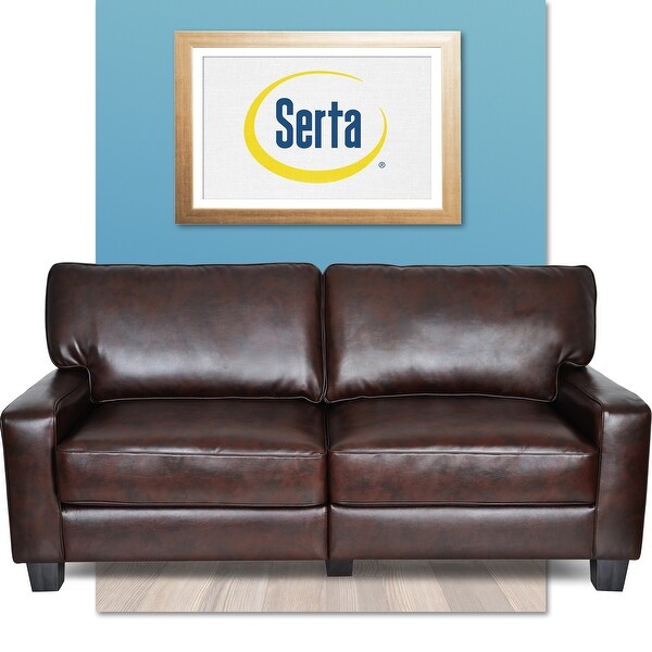 Shop Serta Rta Monaco Collection 72 Inch Brown Leather Sofa