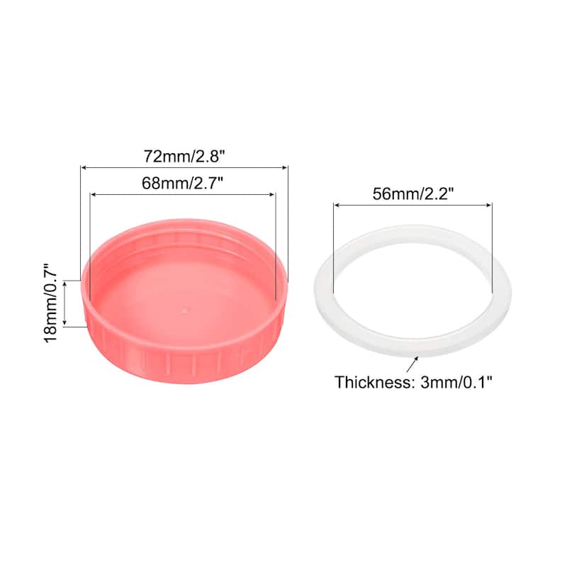 70mm Mouth Plastic Mason Jar Lids, 24Pcs Canning Caps w Sealing Rings