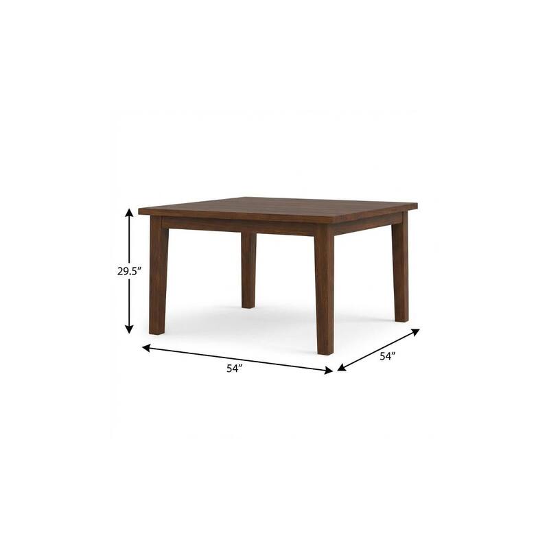 HomeRoots 54" Walnut Wood Frame Base Square Dining Table - 54.00 in. x 29.50 in. x 54.00 in.