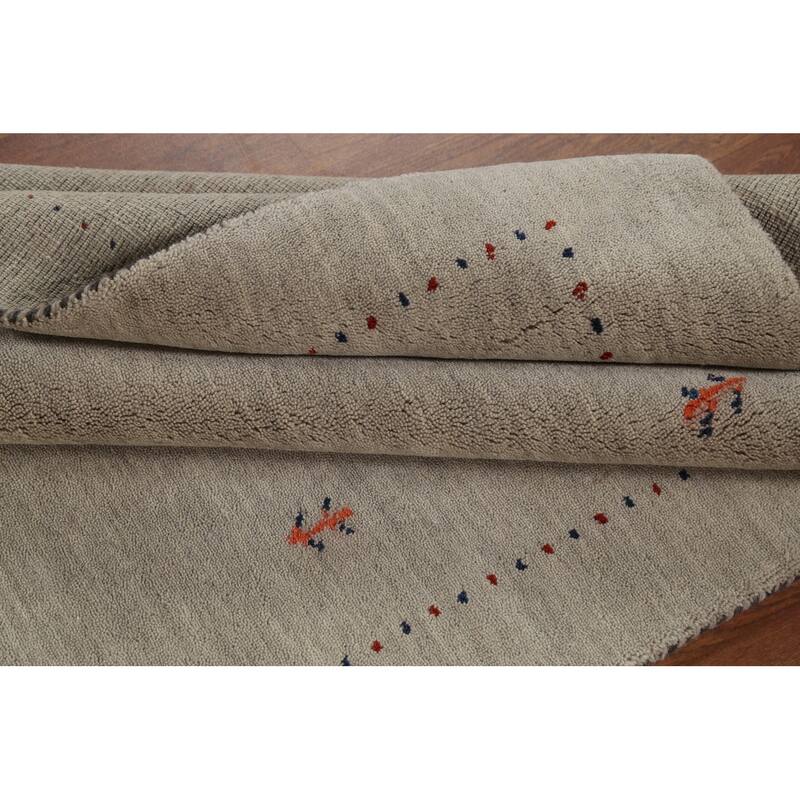 Tribal Gabbeh Indian Accent Rug Handmade Bedroom Beige Wool Carpet - 3'11"x 5'10"