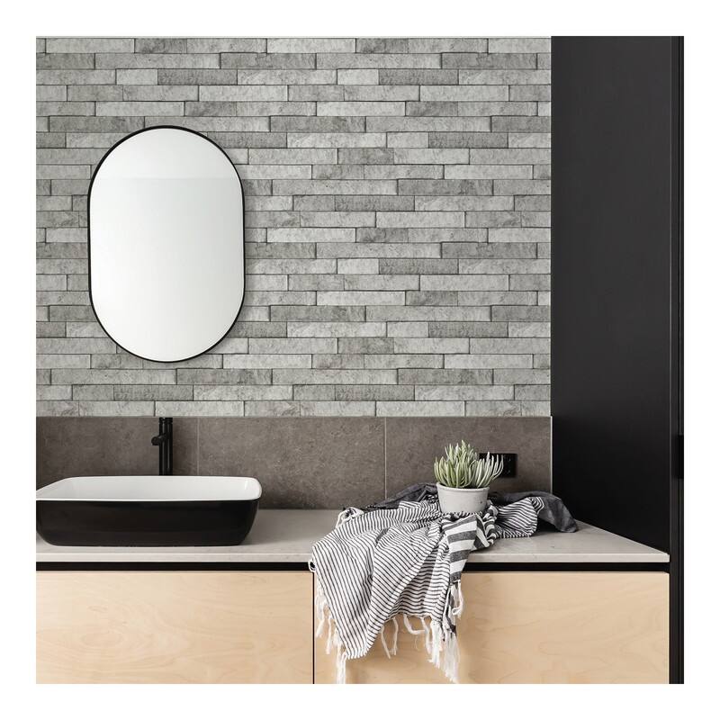 Brewster Grey Stone Peel & Stick Backsplash