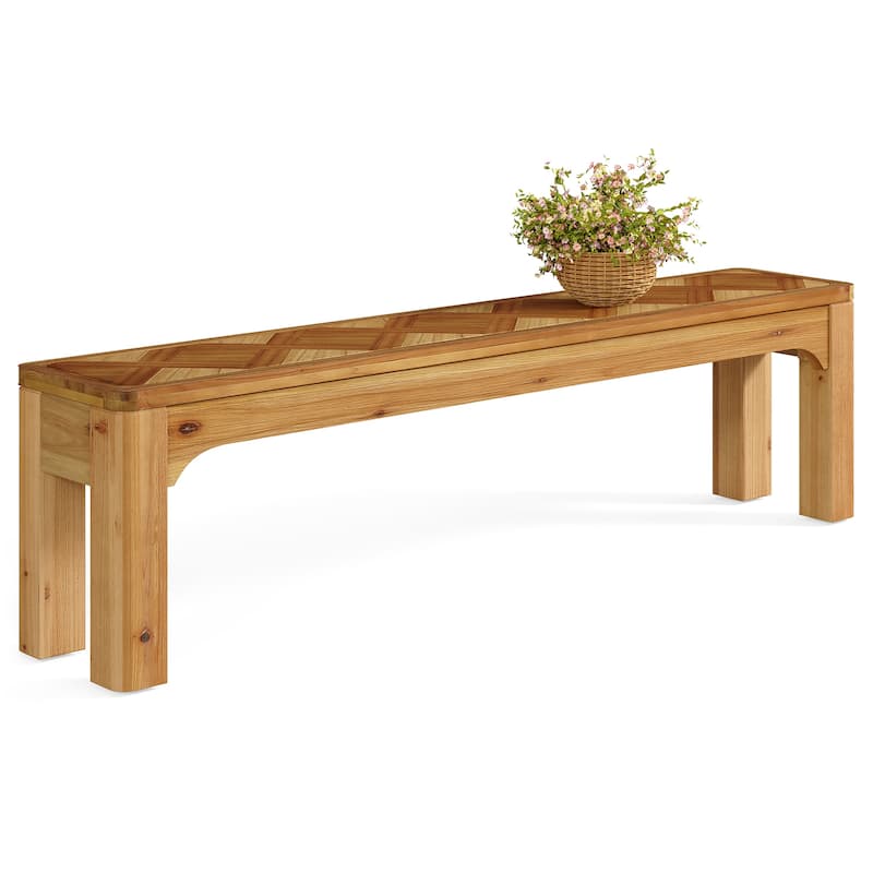 63" Long Entryway Bench, Solid Wood Shoe Bench with Tabletop