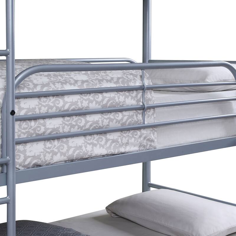 Zord Transitional Twin Metal Triple Bunk Bed with Slatted Guardrails by Furniture of America