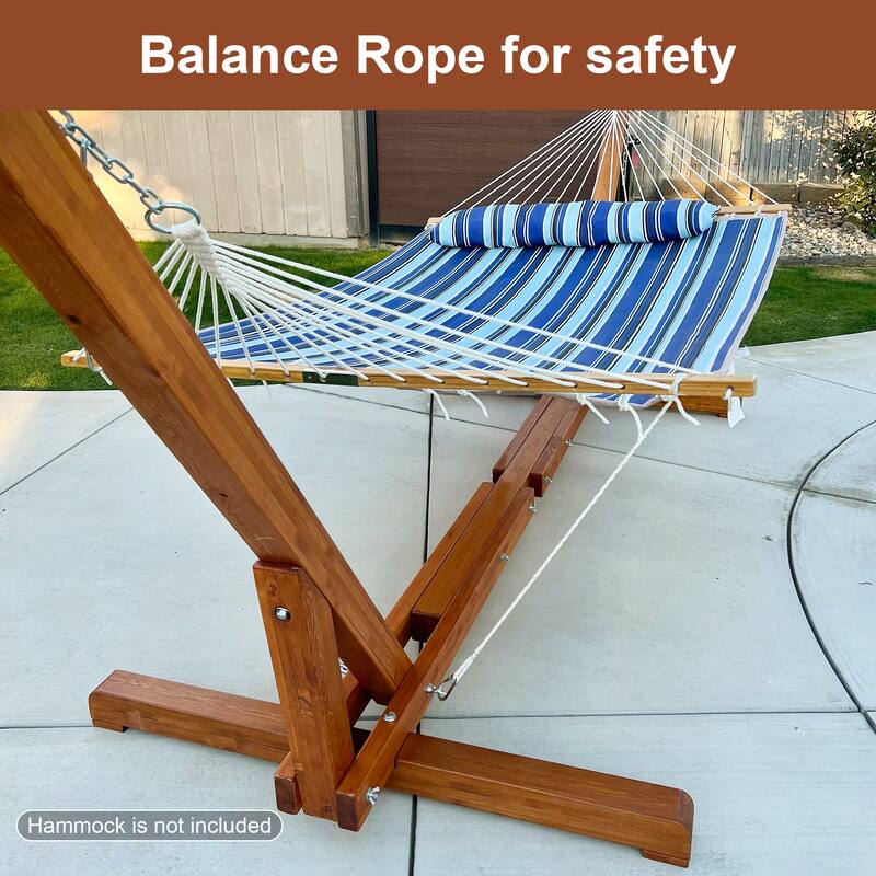12-14 ft. Adjustable Wood Hammock Stand with Hooks and Chains - adjustable 12-14 ft.