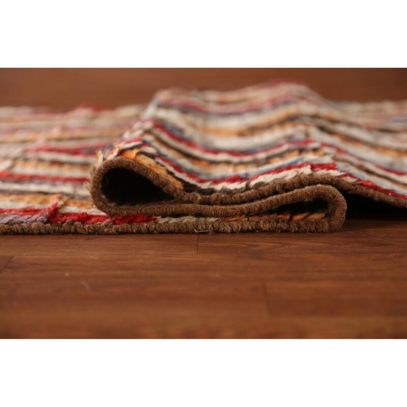 Chevron Style Moroccan Oriental Runner Rug Handmade Wool Carpet - 2'11" x 9'6"