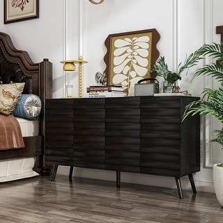 Sleek Black Buffet Cabinet Home Decor Console Table Side Table Wood ...