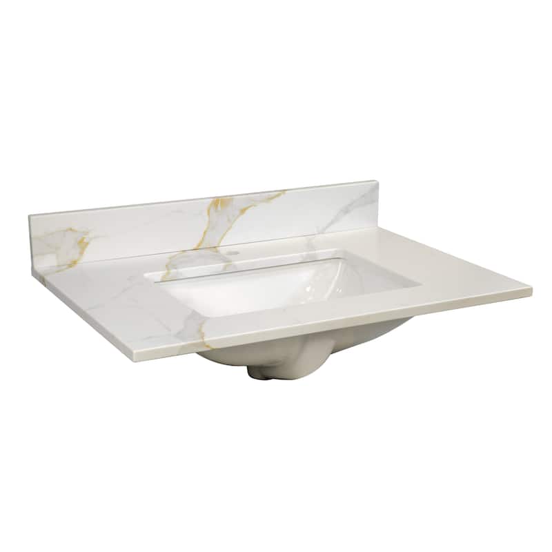 Calesco Calacatta Quartz Bathroom Vanity Top with Sink and Backsplash