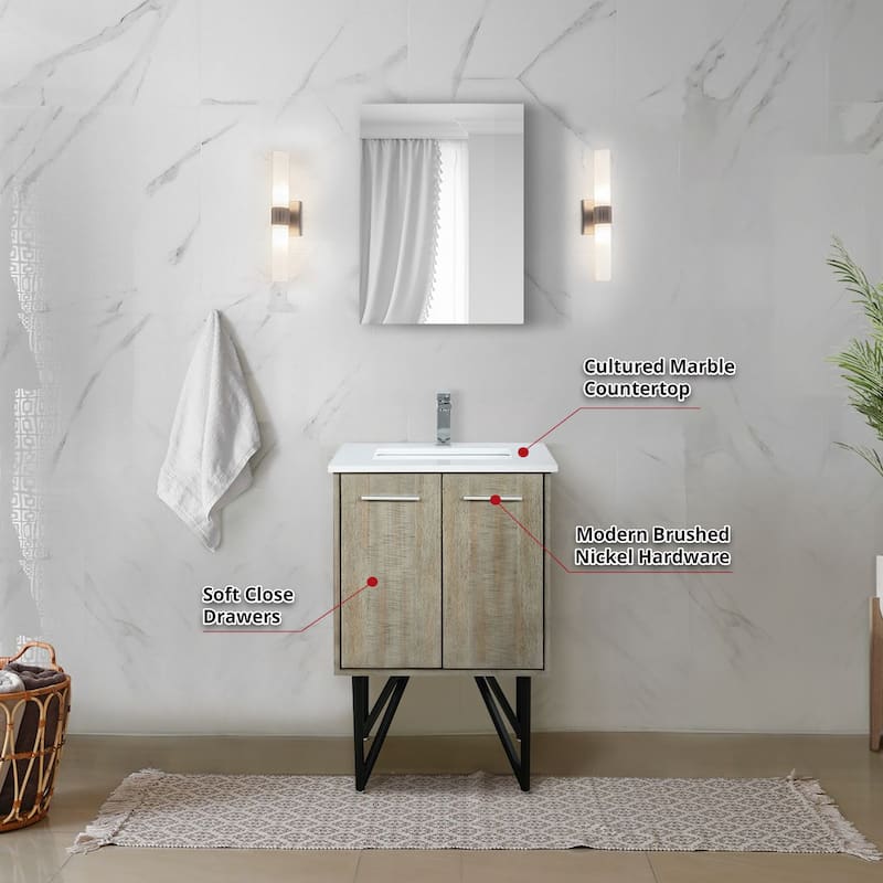 Lancy 24 in W x 20 in D Rustic Acacia Bath Vanity and Cultured Marble Top