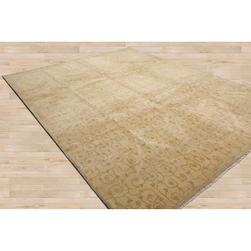 Hand Knotted Michaelian & Kohlberg Beige Tibetan Wool Modern Area Rug - 8' 1'' x 10' 4''