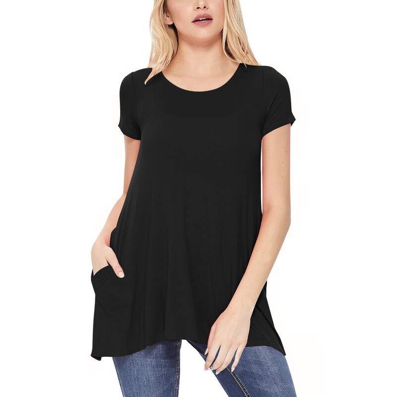 Shop Women S Solid A Line Short Sleeve Tunic Tee Top On Sale