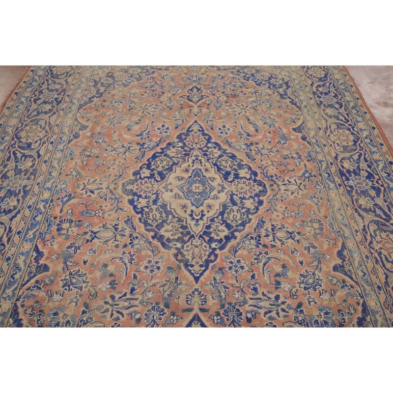 Mashad Vintage Persian Area Rug Hand-Knotted Wool Carpet - 6'6" x 9'8"